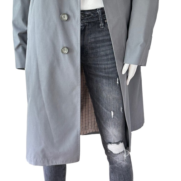 Oversized Vintage London Fog Boyfriend Trench Coat Jacket Grey Neutral - Picture 5 of 13